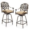 Outdoor Swivel Bar Stools Set of 2, Cast Aluminum Patio Bar Height Chairs