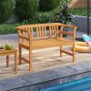 2-Person Acacia Wood Outdoor Bench, 119.38Ã—50.80Ã—78.74cm 800LBS Capacity Patio Loveseat with Geometric Backrest, Natural