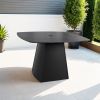 Modern 44" Rounded Square Outdoor Pedestal Dining Table, Black Sintered Stone Top, Flared Pyramid Aluminum Pedestal Base, Weather-Resistant, Rust-Free