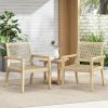Outdoor Wicker and Acacia Wood Club Chairs, Set of 2, Light Multibrown and Light Brown, 34'' H X 25'' W X 27.25'' D