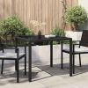 Garden Dining Table Black 35.4" x 35.4" x 29.5" Poly rattan