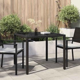 Garden Dining Table Black 35.4" x 35.4" x 29.5" Poly rattan