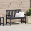 Garden Bench Black 47.24 x 23.23 x 34.65 in HDPE