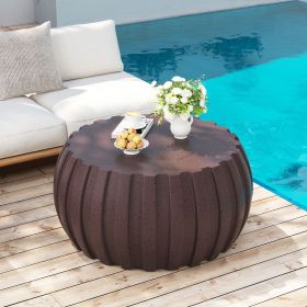 35.43" Modern Waterproof Coffee Table, Durable MgO Cement Design,Indoor & outdoor compatible(Brown)