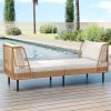 2-Seat Outdoor PE Wicker Daybed, Dual-Function Backrest Armrest Patio Loveseat