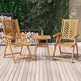 Reclining Garden Chair Set of 2 Natural wood color