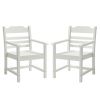 Patio Dining Chair with Armset Set of 2, Pure White with Imitation Wood Grain Wexture,HIPS Material