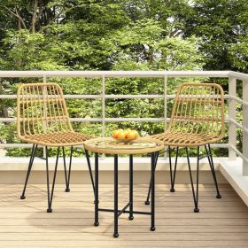 Garden Chair Set of 2 Black Steel, polyethylene with a rattan look