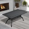 L59.05*W35.43-inch Cast Aluminum Patio Dining Table With Black Frame and Carved Texture on the Tabletop