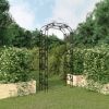 Garden Arch Black Powder-Coated Steel Large Decorative Inlays