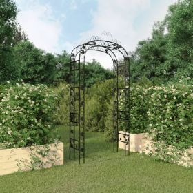 Garden Arch Black Powder-Coated Steel Large Decorative Inlays