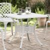 Garden Table White Cast Aluminum 31.5 in x 31.5 in Durable