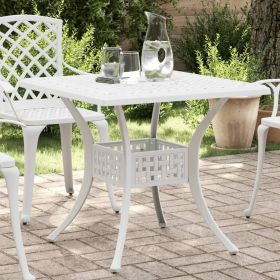 Garden Table White Cast Aluminum 31.5 in x 31.5 in Durable