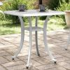 Garden Table White Cast Aluminum Small Lightweight Garden Table