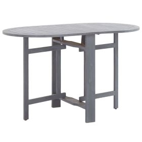 Dining Table Grey Solid Acacia Wood Medium Foldable