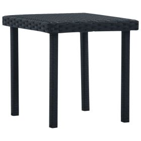 Garden Table Black PE Rattan and Powder-Coated Steel Compact