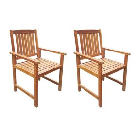 Outdoor Chair Set of 2 Brown Solid Acacia wood Standard Durable