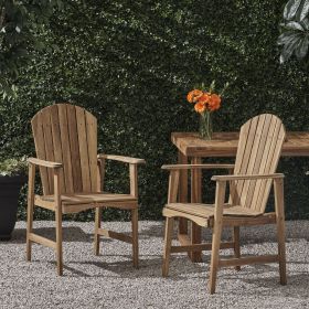 Outdoor Weather Resistant Acacia Wood Adirondack Dining Chairs (Set of 2), Natural Finish