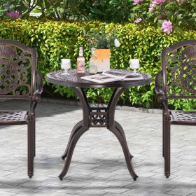 31.5" Cast Aluminum Table Patio Round Dining Table with Umbrella Hole