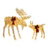 2pcs 4ft 30V 3.6W Moose Family 200LED Leather String Light Garden Moose Decoration Golden