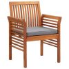 Dining Chair Brown frame, Dark grey cushion Solid acacia wood