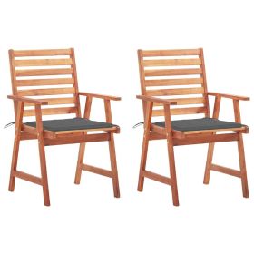 Outdoor Chair Set of 2 Anthracite Solid Acacia wood, Polyester