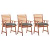 Outdoor Chair Set of 3 Natural Wood, Grey
