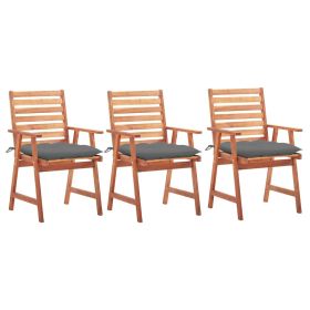 Outdoor Chair Set of 3 Natural Wood, Grey