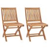 Garden Chair Set of 2 Teak Solid teak wood Medium Foldable