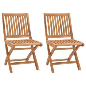 Garden Chair Set of 2 Teak Solid teak wood Medium Foldable