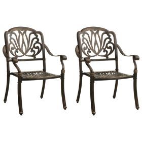 Garden Chair Set of 2 Bronze Cast Aluminum Standard Tough