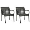 Garden Chair Set of 2 Black Steel with powder-coated finish, WPC
