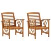 Garden Chair Set of 2 Natural Wood Solid acacia wood Standard