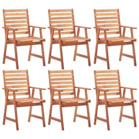 Outdoor Chair Set of 6 Natural wood Solid Acacia wood
