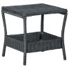 Garden Table Dark Grey PE Rattan, Powder-Coated Steel, PP board