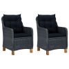 Garden Chair Set of 2 Dark Grey Round PE Rattan Standard