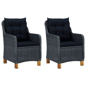 Garden Chair Set of 2 Dark Grey Round PE Rattan Standard
