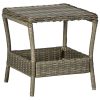 Garden Table Brown Poly Rattan, Powder-Coated Steel, PP Board