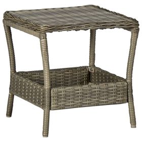 Garden Table Brown Poly Rattan, Powder-Coated Steel, PP Board