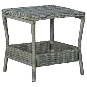 Garden Table Light gray PE rattan, powder-coated steel, PP board