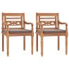 Patio Chair Set of 2 Dark gray cushion, Teak wood