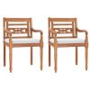 Garden Chair Set of 2 Brown Teak wood and cotton Standard