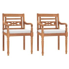 Garden Chair Set of 2 Brown Teak wood and cotton Standard