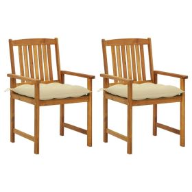 Patio Chair Set of 2 Wooden Brown