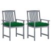 Patio Chair Set of 2 Gray Solid acacia wood Standard Durable