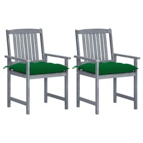 Patio Chair Set of 2 Gray Solid acacia wood Standard Durable