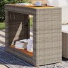 Garden Side Table Grey and Brown PE Rattan Small Durable
