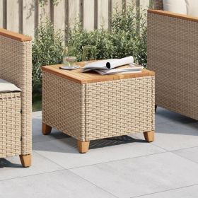 Garden Table Beige and Brown PE rattan Medium