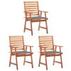 Outdoor Chair Set of 3 Natural Acacia Solid Acacia Wood Standard