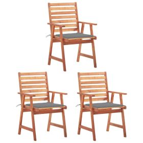 Outdoor Chair Set of 3 Natural Acacia Solid Acacia Wood Standard